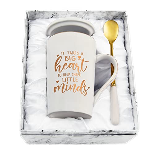 Joymaking Teacher Gifts Appreciation It Takes a Big Heart to Shape Little Minds Coffee Mug Preschool 14Oz Pink Marble with Exquisite Box