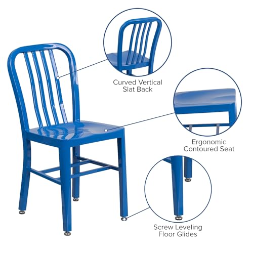 Flash Furniture Commercial Grade Blue Metal Indoor-Outdoor Chair - Image 4