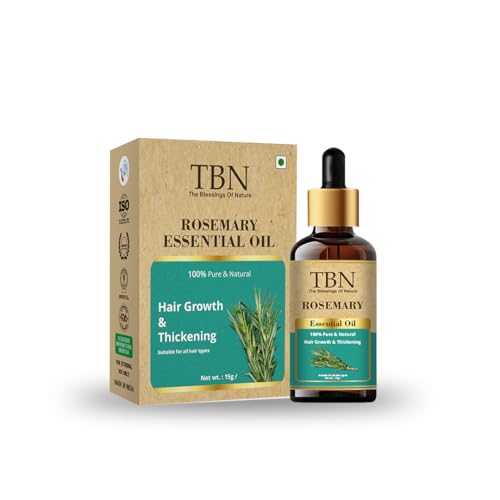 Image of TBN 100% Pure and Natural Rosemary Essential Oil For Skin, Hair Nourishment & Strengthens | Good For Skin, Body and Shiny Soft Hair | Best for Aromatherapy | Helps in meditation - 15ML