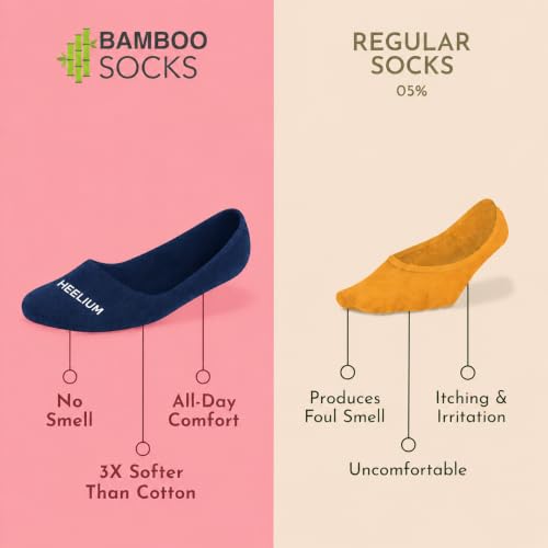 Image of HEELIUM Bamboo No Show Socks for Men | Odour Free & Breathable | 3X Softer Than Cotton Socks | Low Cut Socks | Size (UK 6-10)