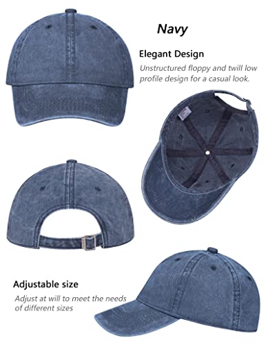 Image of 3 Pack Vintage Washed Cotton Adjustable Baseball Caps for Men Women Unstructured Low Profile Dad Hat