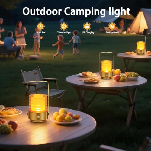 Image of NYRWANA Lantern Rechargeable Glass Table Lamp | 2000mAh Battery | USB-C Charging | Touch Control | Stepless Dimming | Warm LED Bedside Portable Lamp for Bedroom, Living Room, Home Decor (Metal)