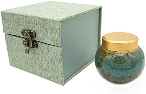 ZHIQIYI Small Urn Mini Urn, Mini Urn For Human Ashes Or Pets, Handmade Ceramic Souvenir Urn, Alloy Threaded Sealing Cover, Home Or Office Decoration Display Burial (Marine Blue)