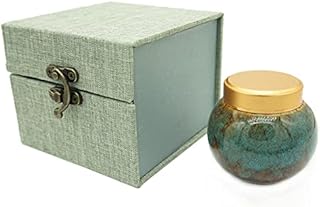 ZHIQIYI Small Urn Mini Urn, Mini Urn For Human Ashes Or Pets, Handmade Ceramic Souvenir Urn, Alloy Threaded Sealing Cover, Home Or Office Decoration Display Burial (Marine Blue)