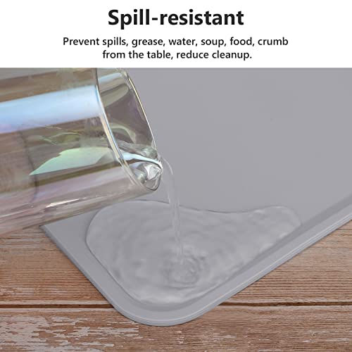 Gartful Silicone Mat For Kitchen, 32 X 24 X 0.06 Inches Silicone Mat With Lip, Large Multipurpose Mat - 0.2" Raised Edge, Silicone Place Mat For Dining Table, Heat Resistant Pad, Nonstick, Light Gray #TOP2