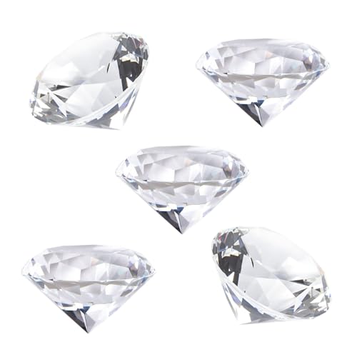 Sctmda Deko Diamanten Groß 5 Stück Transparent Kristall ​Dekosteine Deko Diamanten Diamanthochzeit Deko Kristall Glas Diamant Kristallglas Deko Tischdeko Diamanten Diamant 40mm