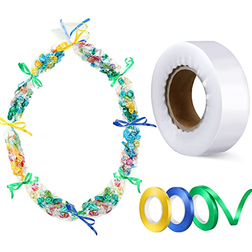 Glenmal 2026 Graduation Candy Lei Tubing Making Kit 2 x 330ft Plastic Lei Bags for Party Poly Tubing 3 Rolls Ribbon Graduation Bags for Party Crafts Supplies Accessories(Classic)