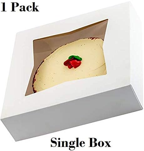 Miniatura 8 de Caja de panadería blanca gourmet de 10 pulgadas, 1 unidadcaja individual. Bonita ventana para tartas, pasteles, cupcakes, pasteles. Transporta