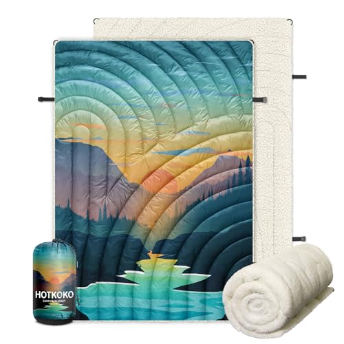 Fleece Camping Blanket Puffy Thick Camp Blankets Soft Warm Camping Quilt