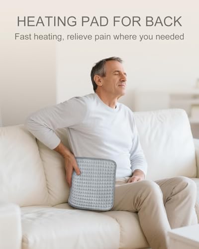 Electric Heating Pad for Period Cramps & Back Pain Relief, Valentines & Birthday Gifts for Her Him Mom Dad, Portable Heat Pad for Neck and Shoulders, 10 Heat Settings, ETL Certified, 12"x24", Gray - Image 6