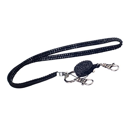 Preisvergleich Produktbild Schlüsselband Umhängeband Lanyard Strass Abzeichenhalter Schlüsselanhänger - Schwarz