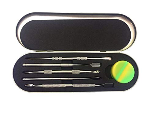 6-Pack Carving Tool kit with Silicone Jar Container Fits in Metal Carrying Case Stainless Steel Wax Carving Tool (5) Silicon Jar (1), Carving Tool Set 6 Parts