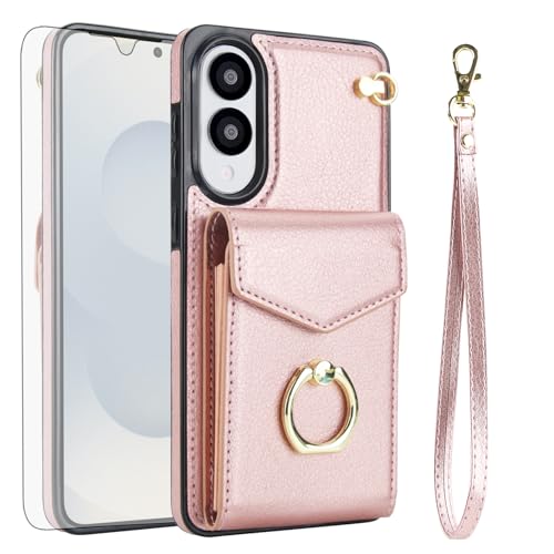 Coque Samsung S25 Edge 5G Asuwish en Or avec Verre Trempé et Porte-Carte