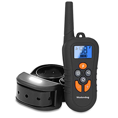 Wodondog Collier de Dressage pour Chien, étanche et Rechargeable Collier Electrique avec Bip/Vibration/Choc Inoffensif/Lumière LED, Portée 500 Yards pour Chien de Toute Taille