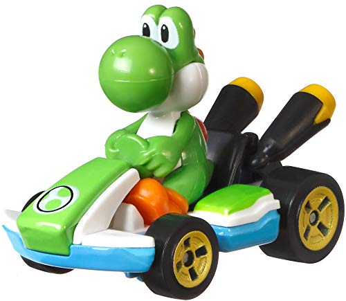 Hot Wheels Mario Kart, Yoshi, Standard Kart, Vehículo de Juguete para niños de 3 años en adelante