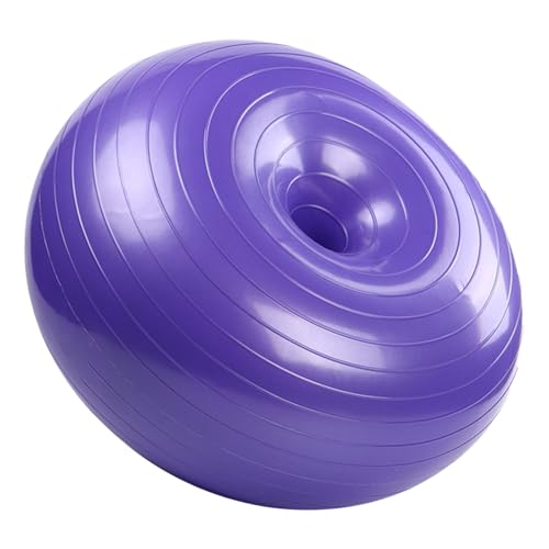Veemoon Pelota de Ejercicio Yoga en Forma de Donut Morada, Antiexplosión, de PVC Grueso, Superficie Antideslizante, con Bomba de Aire, para Pilates, Estiramientos y Entrenamiento en Casa