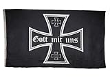 AllFlags ShopForAllYou Decor Flags 3x5 German Iron Cross Gott Mit UNS Rough Tex Knitted Flag 3'x5' Banner