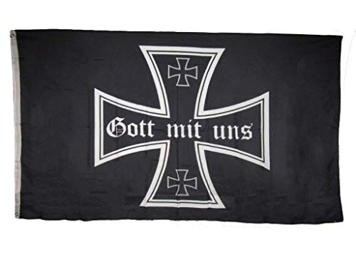 AllFlags ShopForAllYou Decor Flags 3x5 German Iron Cross Gott Mit UNS Rough Tex Knitted Flag 3'x5' Banner