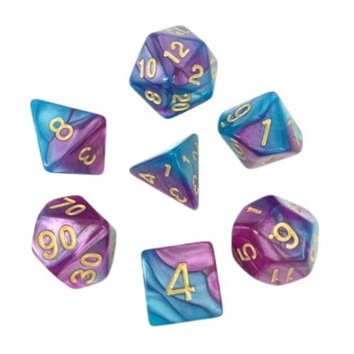 Epic Forge- Juego de 7 Dados en Caja – Fusión Azul y Violeta Claro