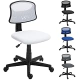 HOMCOM Silla de Oficina Ergonómica sin Brazos Giratoria 120 kg Blanco