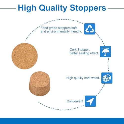 INCREWAY Konische Korkstopfen, 5 Stück, konischer Weinflaschenverschluss aus Holz, Ersatzkorken für Weinflaschen, Glasflaschen, 55 x 45 x 35 mm
