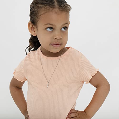 925 Sterling Silver 16" Little Cross Pendant Necklace for Children & Preteens - Polished Small Cross Charm Necklaces for Babies & Infants - Classic Religious Jewelry for Little Girl's Accessory2