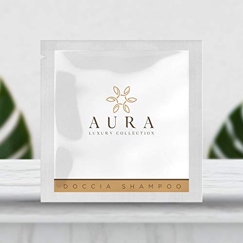Aura Luxury Collection ® Kit bustina 10ml shampoo doccia delicato all'Argan bianco