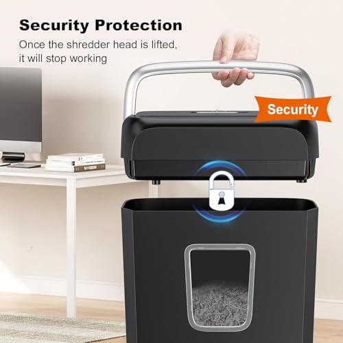 Bonsaii 6-Sheet Crosscut Paper Shredder for Home Use, Small Paper Shredder for Home Office, Portable Document Shredder with 3.4 Gal Wastebasket (C237-B) image 3