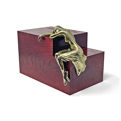 Aesthetic Urns Multicolor Mahogany Casket Urn For Ashes With Weeping Lady Gold Figurine Cremation Urn For Ashes Memorial Large Urn Container For Human Remains