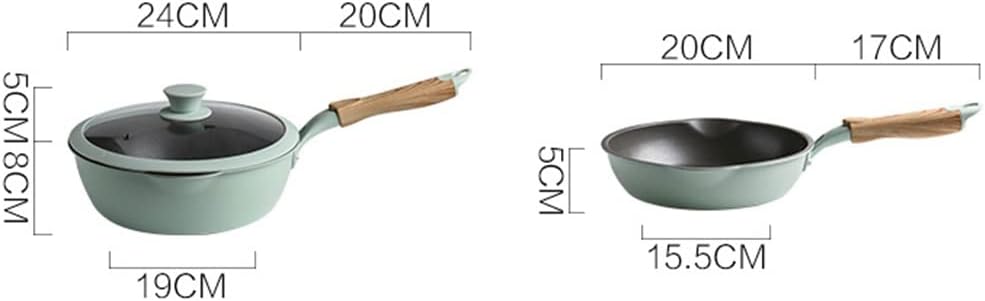 Cookware 3pcs Gas Stove Induction Cooker Kitchen Non-Stick Frying Pan + Wok Cooking Cookware Set (Color : A, Size : Small) (A Small)
