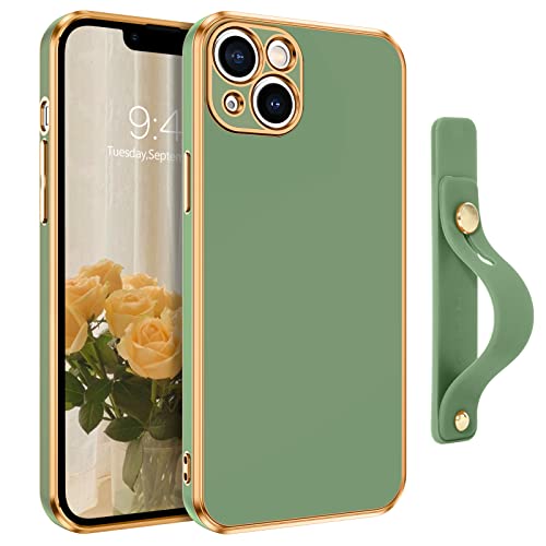 VENINGO iPhone 13 Case, Slim Fit Soft TPU with Adjustable Wristband Kickstand, Scratch Resistant Shockproof Protective Phone Cover for Apple iPhone 13 6.1 Inch, Green