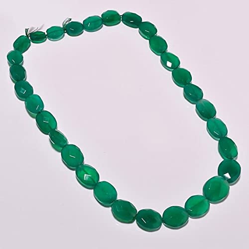 Green Onyx ovale facetté 12X19 mm en fil complet de 18 pouces pour création de bijoux