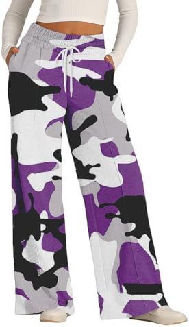 Women’s Wide Leg Sweatpants, Lightweight, High Waisted with Wide Pockets, Comfortable Lounge Pants with Drawstring, 2024
