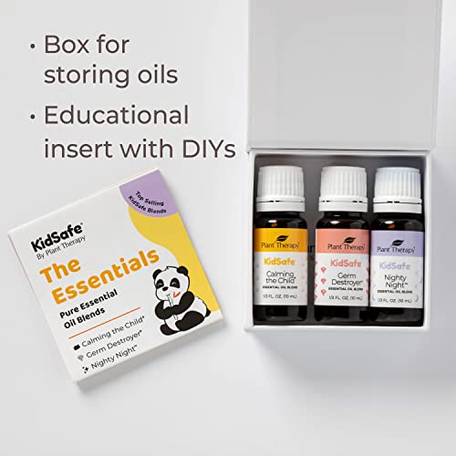 Plant Therapy Kidsafe The Essentials Blend Set 100% Pure, Undiluted, Therapeutic Grade, Kidsafe Essential Oils For Calming, Sleep, And Immune Support, 10 Ml (1/3 Oz) Each #TOP1