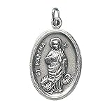 Saint Martha Santa Marta Pray for Us Medal Silver Oxidized and Prayer Card Holy CardBlessed by Pope Francis