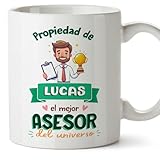 MUGFFINS Tazas Personalizadas para ASESOR hombre - En Español - Propiedad de - 11 oz / 330 ml - Regalo Personalizable original y divertido
