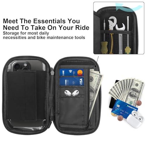 Bike Phone Handlebar Bag Holder Bike Phone Holder Waterproof Bike Bag with Sun-Visor Rain Cover, TPU Touch Screen, Handlebar Mount Bicycle Phone Front Frame Bag Bike Phone Mount for Bike - Thumbnail 4