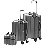 gridinlux | Juego 2 Maletas y Neceser | Set de Maletas de Viaje | Maleta Grande (65x39x24) Pequeña (55x33x21) Neceser | ABS | Rígidas, Resistentes y Duras | 4 Ruedas | Cómodas y Ligeras (Gris)