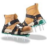 WDERNI Lawn Aerator Shoes, [2021 New Version] Lawn Aerator Sandal with 3 Adjustable Straps and Heavy Duty Metal Buckles, One Size Fits All - Heavy Duty Spiked Sandals for Aerating Your Lawn or Yard