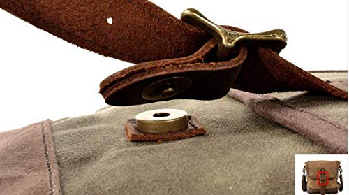 Bolso mensajero impermeable vintage de lona y cuero 10 pulgadas miniatura 5