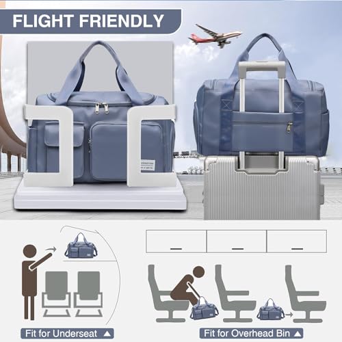 Image of Small Gym Bag for Women, Travel Duffle Bag Carry On Weekender Bag with Shoe Compartment