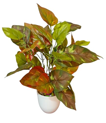 Image of Natural Looking Artificial Money Plant /Tree with Pot | Ornamental Plant for Interior Decor | Home /Shop /Office Decor (Orange)