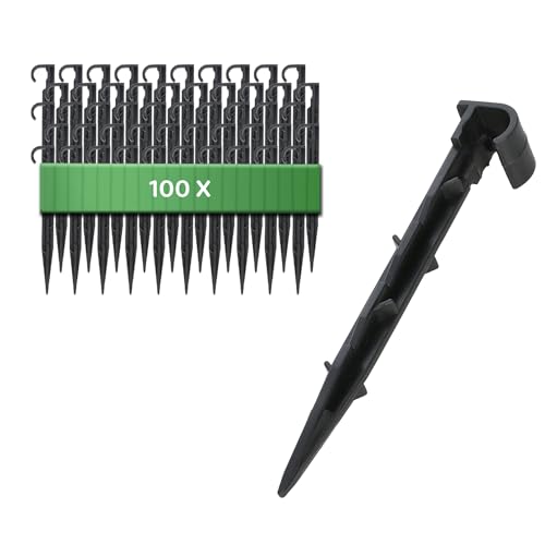 GARDENIX Manguera de jardín con Ancla, 100 Unidades, Anclajes de fijación para Manguera de Goteo, Pinchos para riego, diámetro de 16 mm, Tenedor de Perlado Estable y Resistente a roturas, Larga