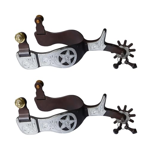 Vaveren 2Pcs Horse Spurs Western Cowboy Spurs Carved Horse Training Horse Boot Spurs Retro Design for Competition Equestrian Training