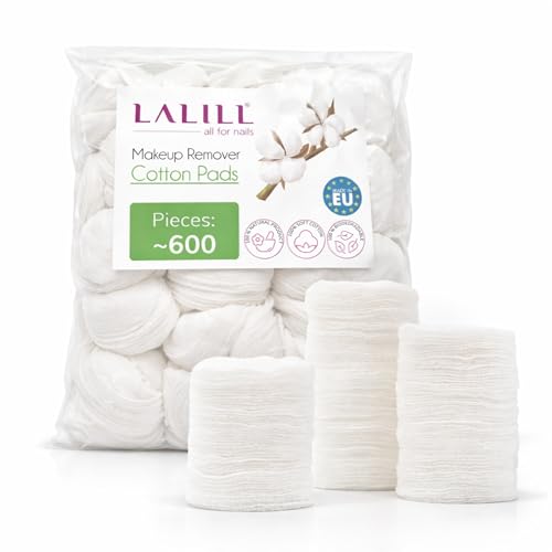 LALILL Wattepads aus Baumwolle 600 Stück - Fusselfreie Abschminkpads - Effektive Gesichtsreinigung Für Sie - Kosmetikpads Geeignet Für Empfindliche Haut - im Beutel - Für Make Up, Salon, Lotion