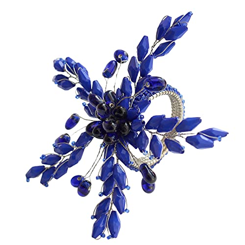 Itos365 Napkin Rings Set Of 12 For Dining Table Decoration Parties Everyday Metal Napkin Holder Leaf Blue (Pack Of 12) #TOP3
