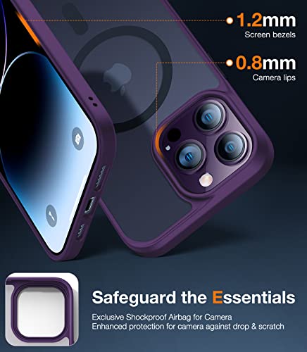 Image of TORRAS Translucent Glass Magnetic Guardian Designed For Iphone 14 Pro Max Case [Military Grade Drop Tested] [Compatible With Magsafe] Slim Translucent Matte Case 6.7 inch, Deep Purple