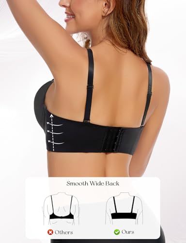 Image of Upushall Push Up Padded Bras for Women Add 2 Cups Plunge T Shirt Everyday Bra Seamless Underwire Support