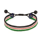 FAHARI South Sudan Flag Bracelet: Handmade Bracelet,Adjustable Beaded Boho-Style Rope Bangle with Patriotic Design