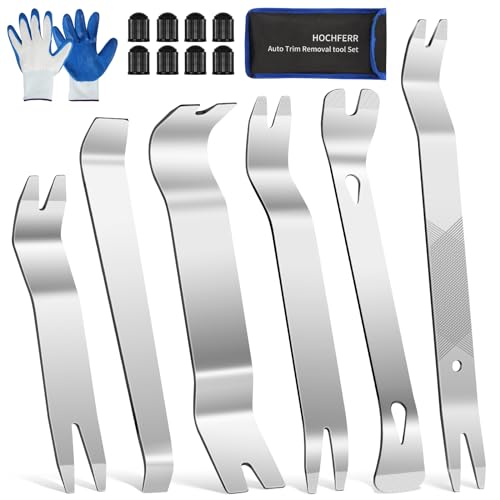 Hochferr Metal Trim Removal Tool 17 PCS Automotive Tools Car Pry Tool Kit Auto Removal Set for Panel Door Window Tools Kit with Storage Bag Gloves (Part 1)